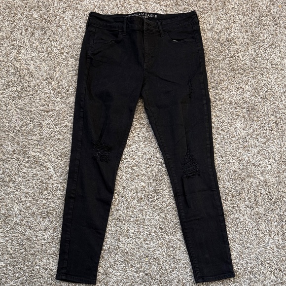 American Eagle Outfitters Skinny Jeans Distressed Black size 10 - Picture 2 of 12